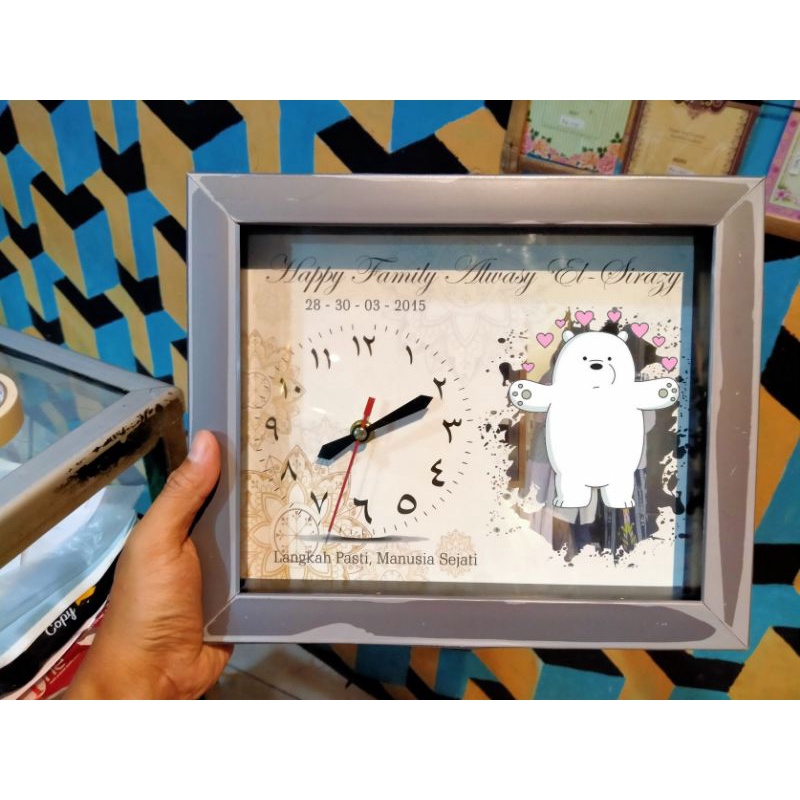 Jam Custom bingkai foto & tulisan hadiah ulang tahun / foto keluarga / hadiah pernikahan