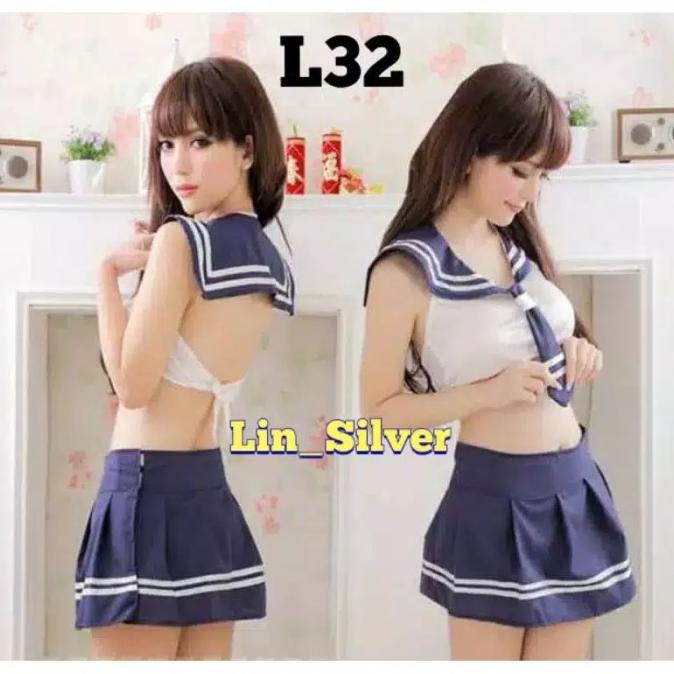 Lingerie Cosplay Kostum Pelajar Siswi Seragam Sekolah Jepang Korea - Merah Muda