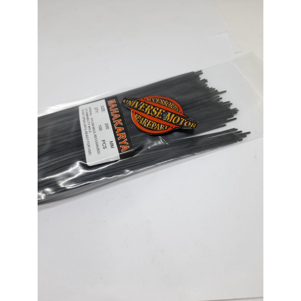 TALI TIES KABEL TIE CABLE TIS 2.5 X 200 MM 20 CM ISI 100 PCS HITAM PUTIH