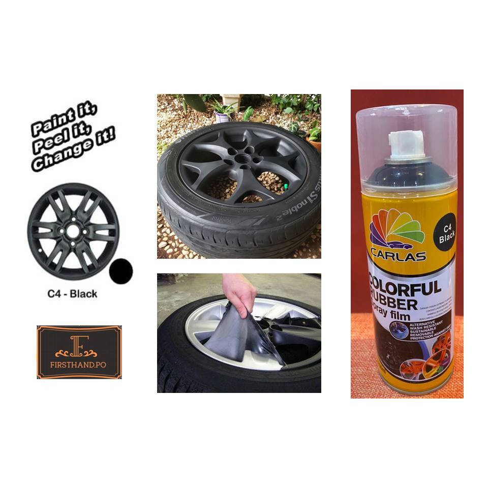 CARLAS RUBBER PAINT C4 BLACK MATE Doff BLACK DOP Cat karet Velg Mobil Motor