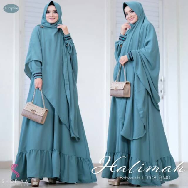 Set Syari Gamis Muslimah Pesta HALIMAH SYM