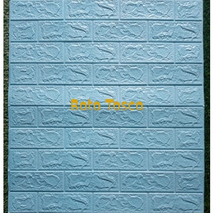 Wallpaper 3D Dinding Foam Sticker-Bata Biru Muda