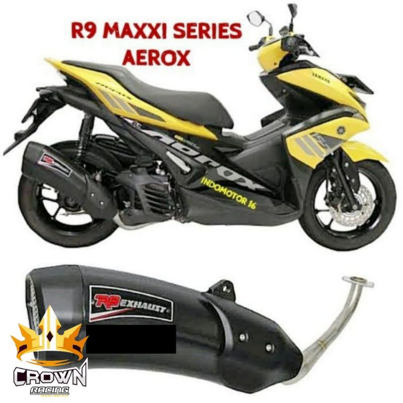 Knalpot R9 Maxxi Series Black Yamaha Aerox 155 / Lexi
