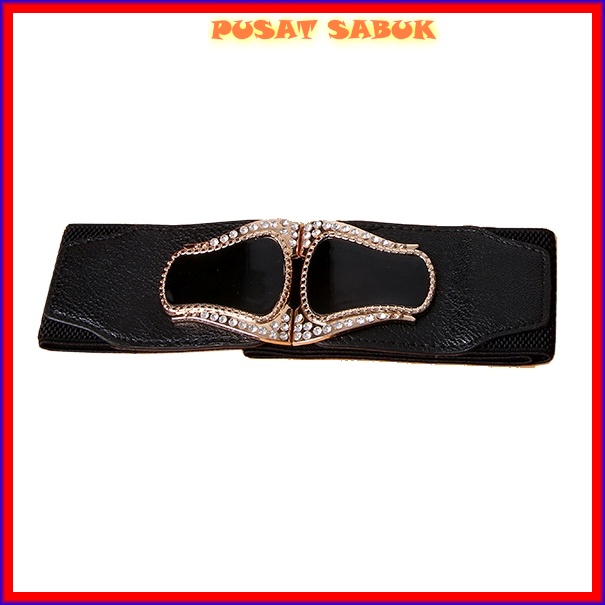 Sabuk Belt Cewek Tali Gesper Wanita Ikat Pinggang Elastis Korea Obi Karet besar Gasper Ban Fashion Kekinian Pesta Murah Grosir Cantik Lebar Hitam Waist Mewah Hias Blet Melar Baru