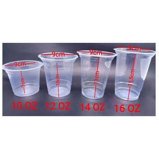 Gelas Plastik OZ 10/12/14/16 Polos isi 50pcs