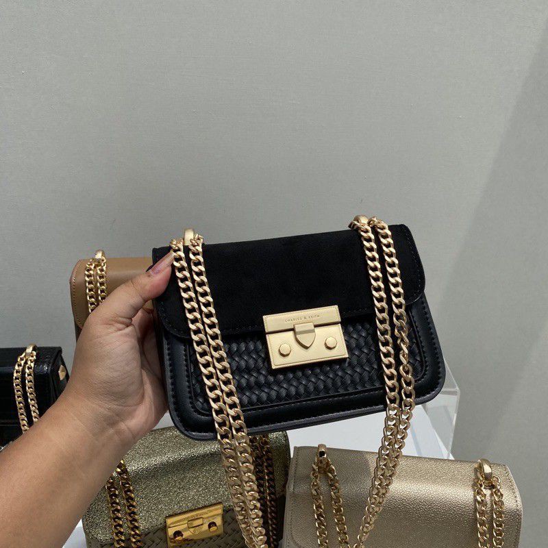 [TANG&amp;YENNY]TERBARU !! TAS WANITA SELEMPANG CHARLESNKEITH CROCO TALI RANTAI DENGAN TOMBOL PUSHLOCK #45852