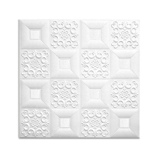 [COD] Wallpaper Dinding Stiker Wallfoam 3D Sticker Dekorasi Kamar Rumah Murah [Seri C] Batik-Putih