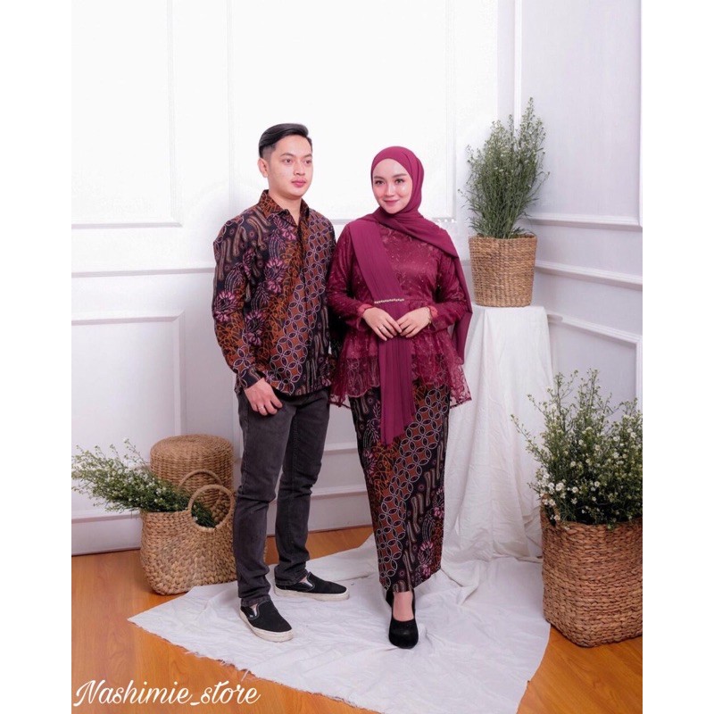 Set Couple Batik Semi Prancis Amalia Maron