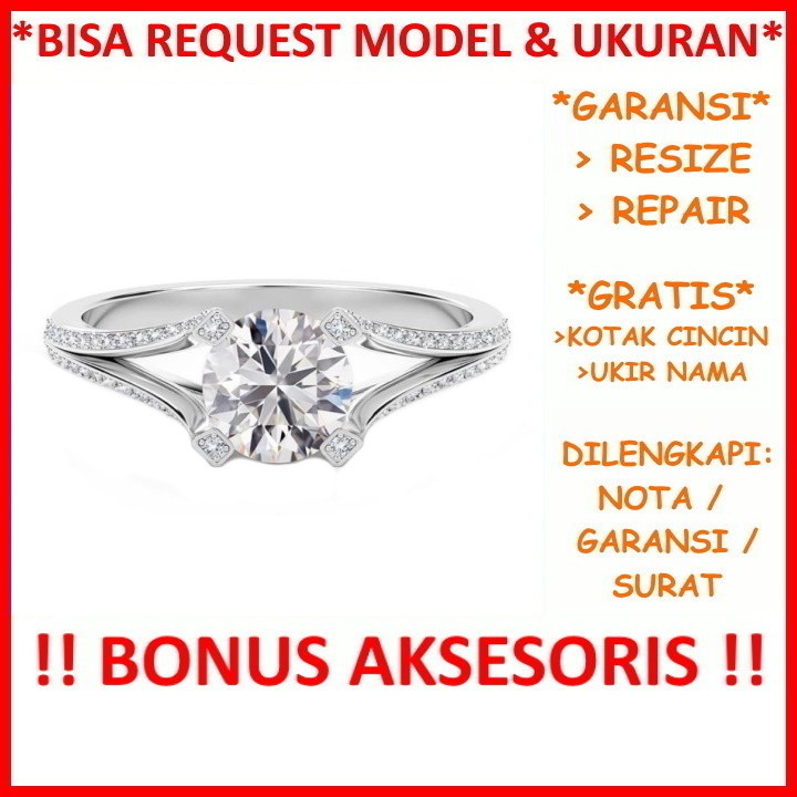 Gratis Ukir Nama Bisa Pesan Model Garansi Silver Asli Cincin Wanita Perak Kawin Nikah Tunangan Id444