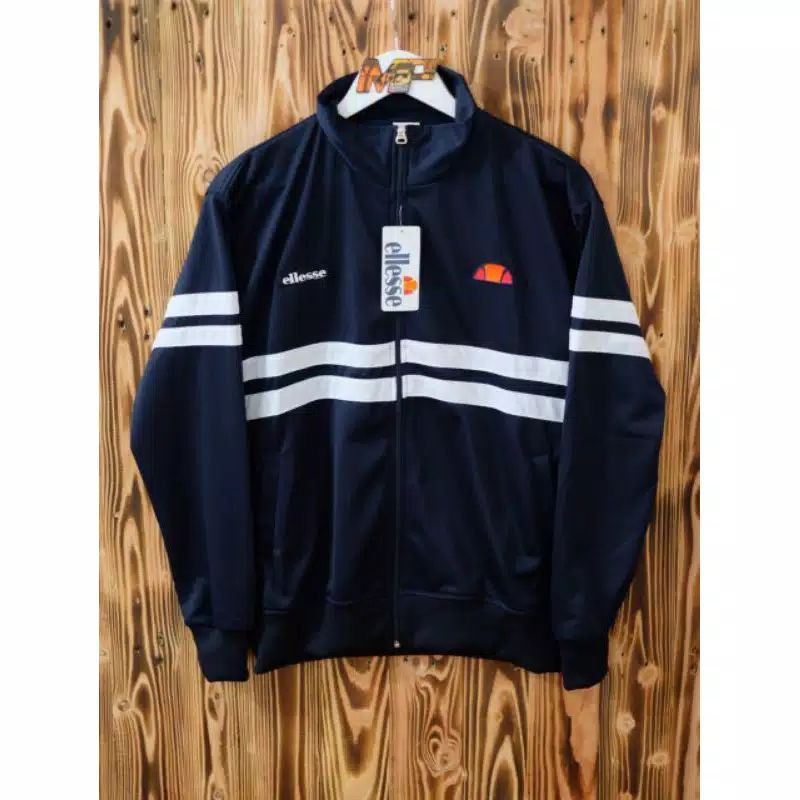 Jaket Tracktop Ellesse Hitam List putih premium