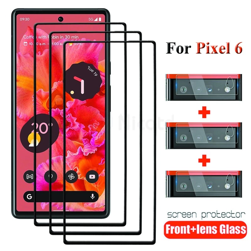 Tempered Glass 2 In 1 Curved Silk + Pelindung Kamera 3D Untuk Pixel 6 4A 5G