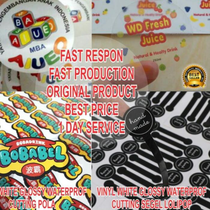 

F⚡ASH SALE STIKER LABEL KEMASAN VINYL WHITE & TRANSPARANT A3 + CUTTING (BULAT, OVAL,KOTAK,POLA)