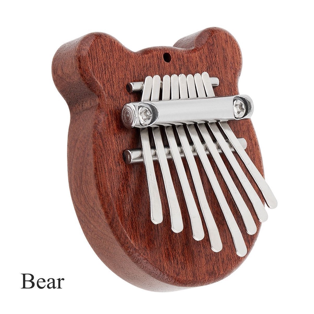 Alat Musik Kalimba Sapele Mbira Mini 8 Kunci Bentuk Beruang Hati Kucing Bahan Kayu
