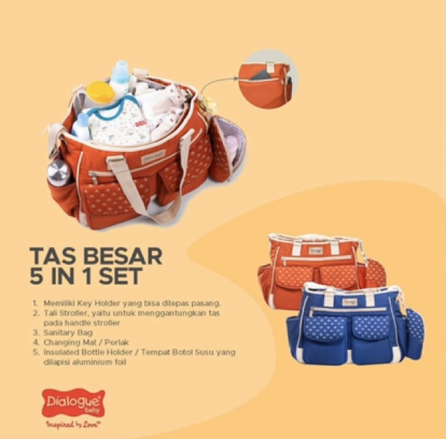 Dialogue Tas Besar 5 in 1 Set PRIME SERIES - Tas perlengkapan bayi DGT 7409