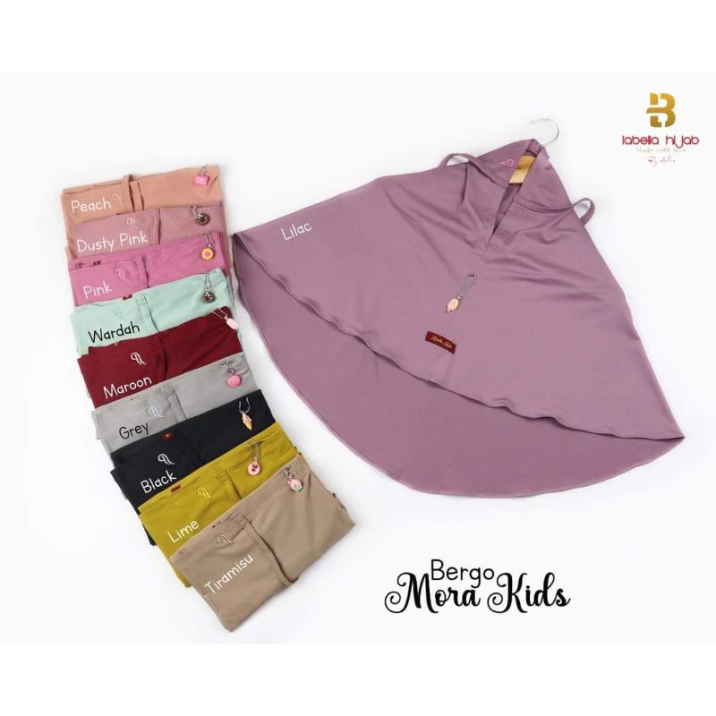 bergo anak Mora kids bahan Jersey ORI labella hijab