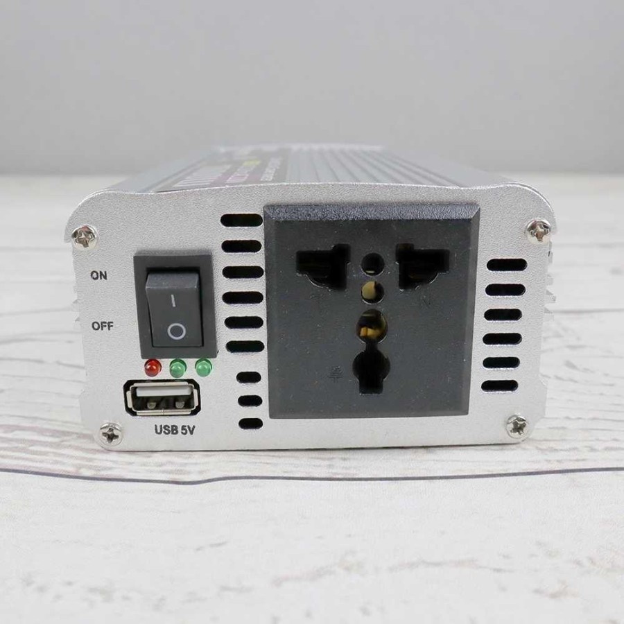 Power Inverter Pure Sine Wave USB Port DC 12V to AC220V 1000W - KS001 - Silver