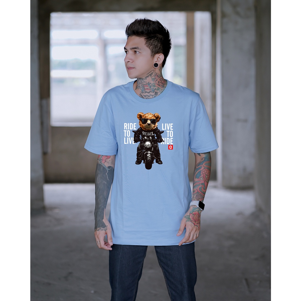 BRIGO Kaos Lengan Pendek Bear Rider || Kaos Katun Combed M-XL || Kaos Distro BRIGO Beruang Rider