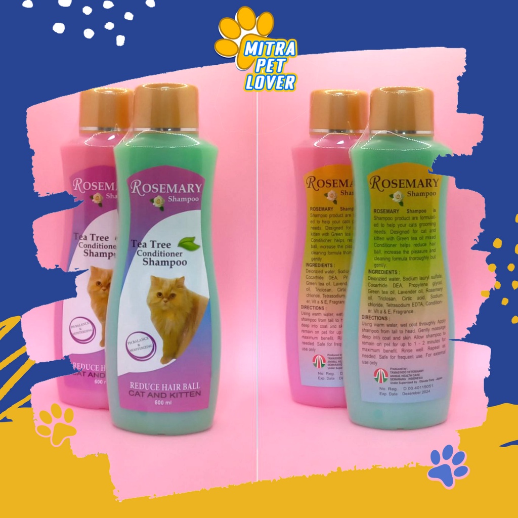 SHAMPO &amp; CONDITIONER KUCING - ROSEMARY CAT SHAMPOO 600 ML - BULU HALUS LEMBUT BERSIH WANGI HARUM SEGAR SAMPO KITTEN - MURAH GARANSI KUALITAS ASLI ORIGINAL - PET ANIMAL HEALTHCARE VETERINARY TAMASINDO OBAT &amp; VITAMIN HEWAN BINATANG PELIHARAAN MITRAPETLOVER