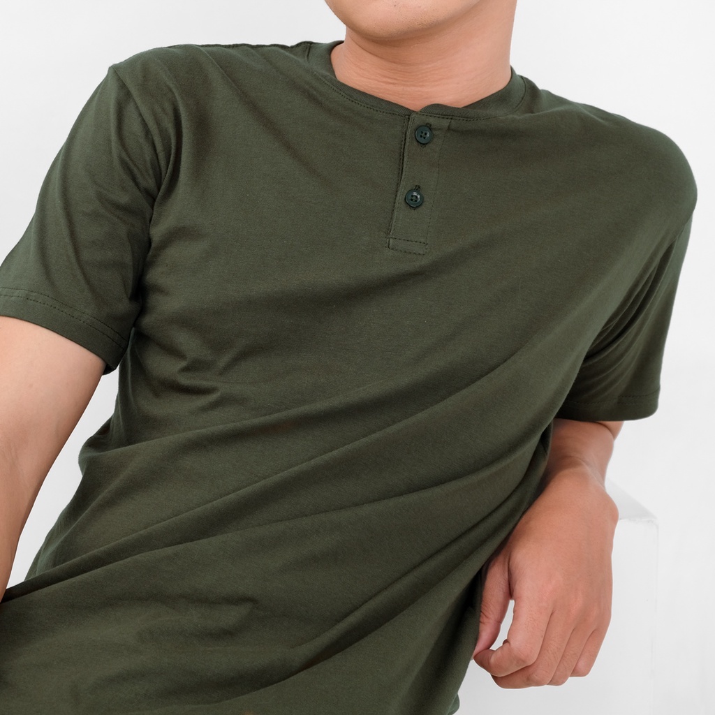 KAOS POLOS KANCING HENLEY Lengan Pendek Pria BAHAN COTTON COMBED 30S Kualitas Premium Distro