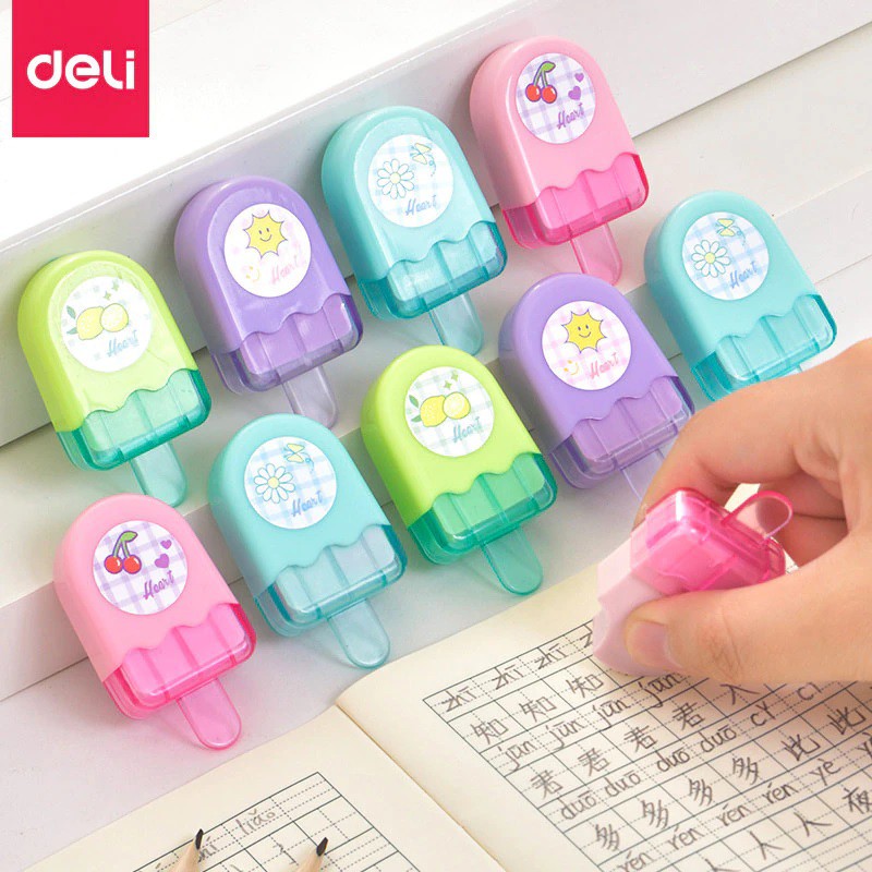 PENGHAPUS PENSIL ERASER STIP LUCU DELI 71122 ES KRIM MURAH