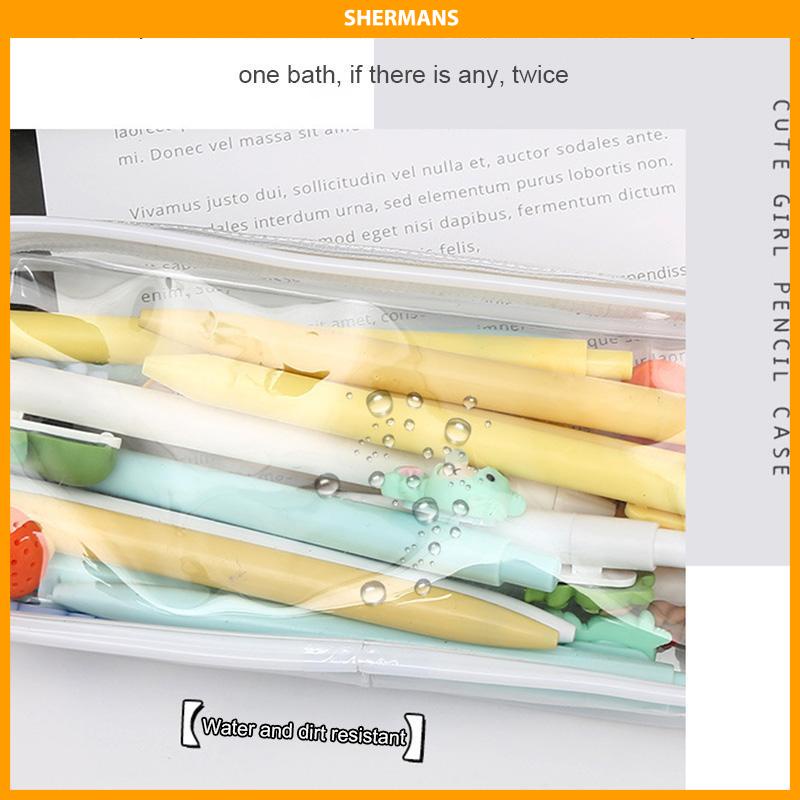 

[Ready Stock❤️]Decompression Primary Middle School Students Competition Rotating Pen Can Write Student Rotating PenTransparent PVC Student Stationery Zipper Pen Bag Travel Portable Toiletry Makeup Storage Bag sherman