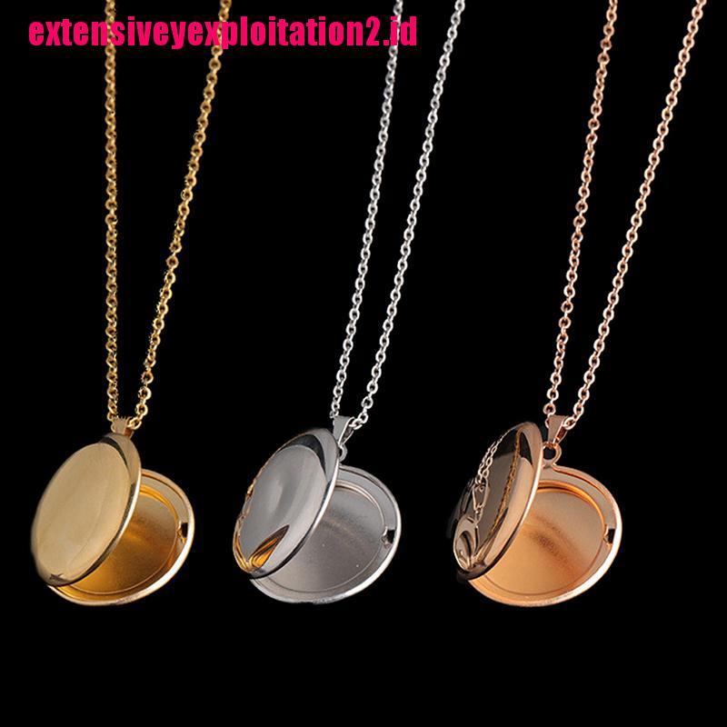 Kalung Rantai Liontin Loket Foto Bahan Stainless Steel 3 Warna Untuk Perhiasan