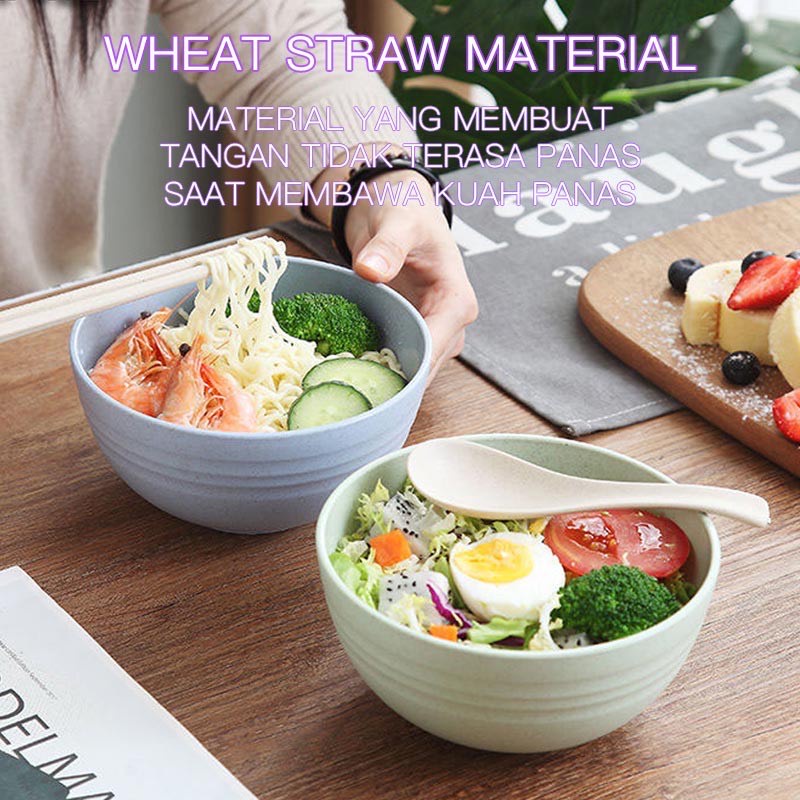 [MJ] Mangkuk Sup Bahan Jerami Warna Warni Pastel Anti Lengket / Mangkuk Jerami / Mangkuk Sup