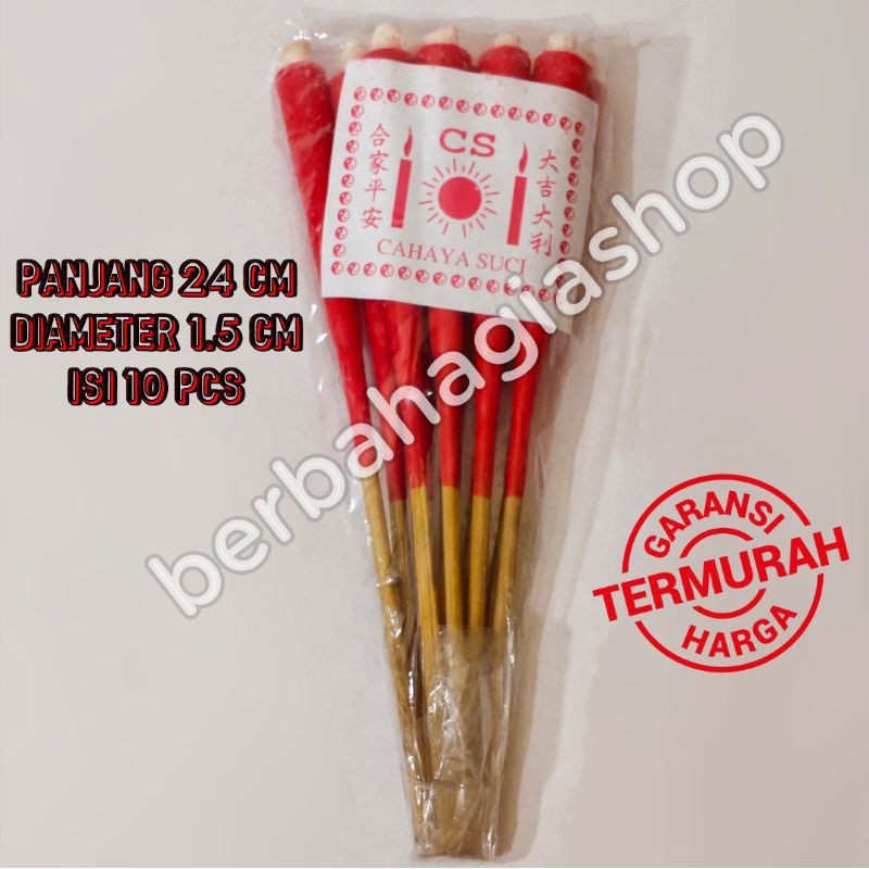 Lilin Merah Tusuk Bambu / Joss Candle / Lilin Tusuk Sate Sembahyang Leluhur Chengbeng Qing Ming