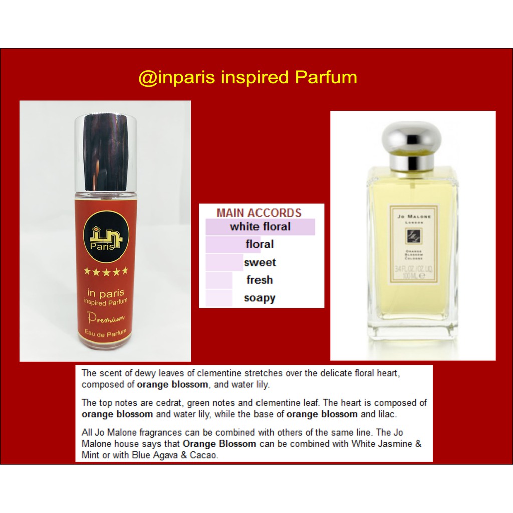 in Paris Parfum inspired ORANGE BLOSSOM JO MALONE