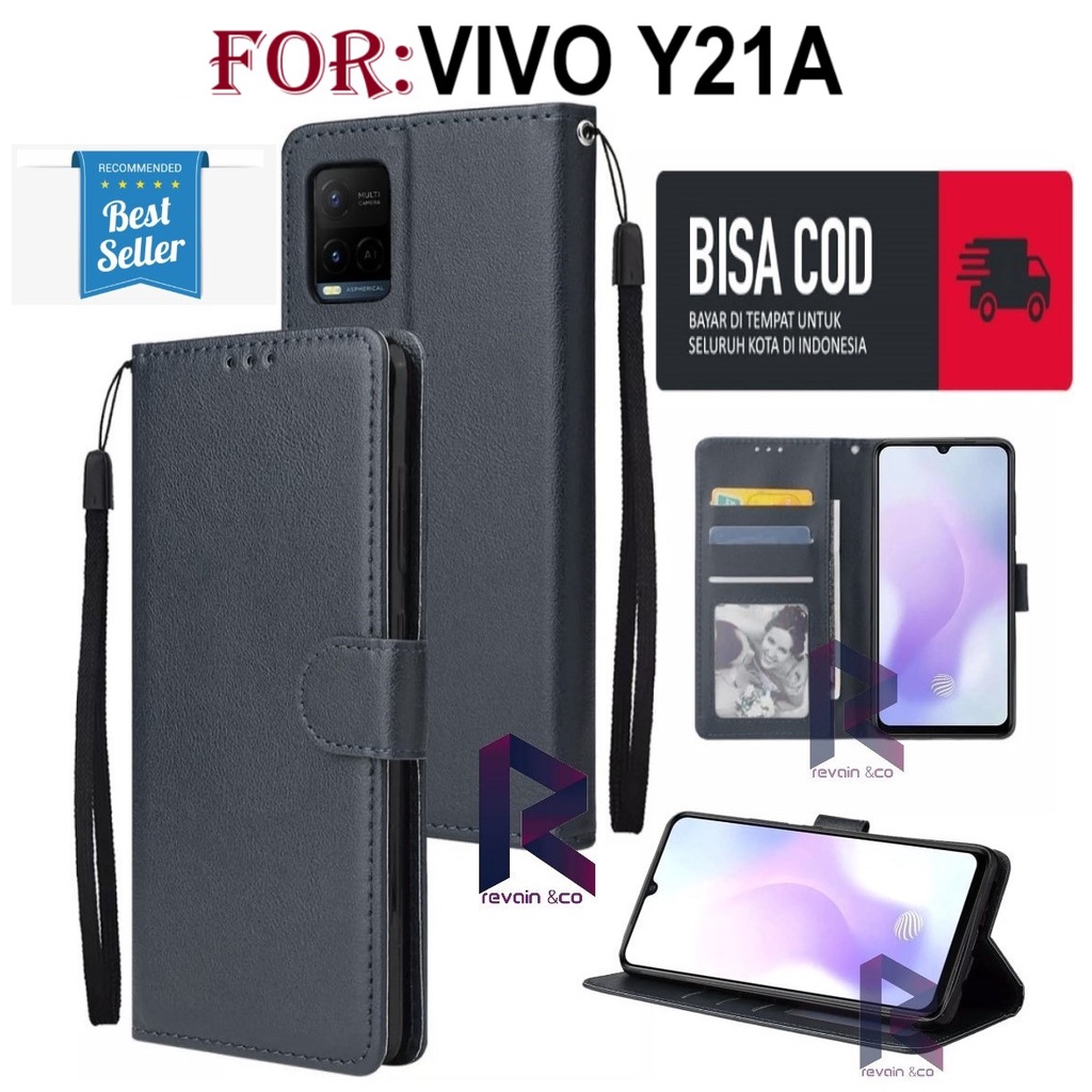 NEW VIVO Y21A CASE FLIP WALLET LEATHER KULIT PREMIUM SARUNG BUKA TUTUP FLIP CASE VIVO Y21A