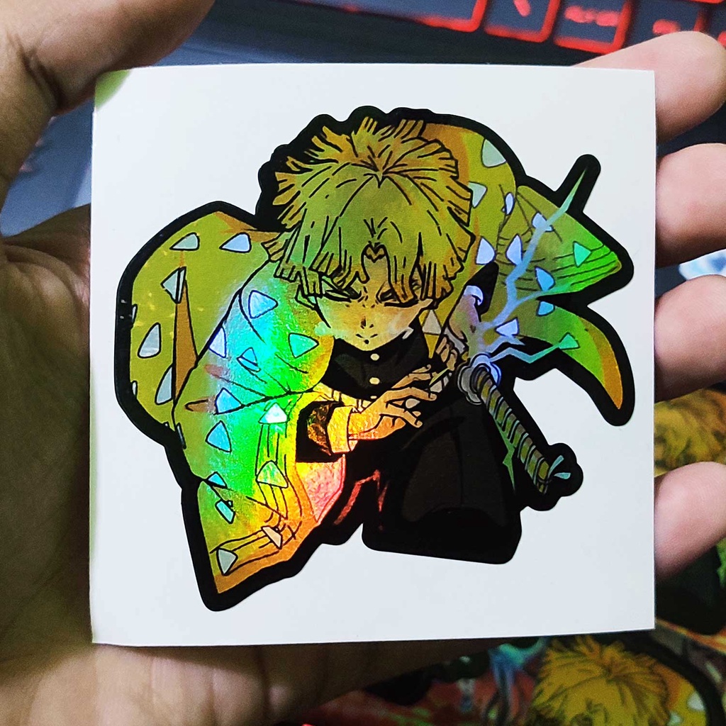 STICKER STIKER HOLOGRAM ANIME -KIMETSU NO YAIBA ZENITSU - STIKER LAPTOP