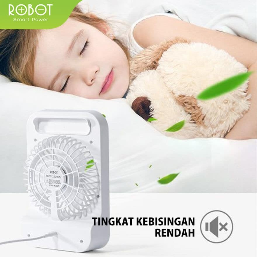 ROBOT RT-BF14 Portable Fan 2000mAh Kipas Angin 5 inch USB Rechargeable Led Garansi 1 tahun