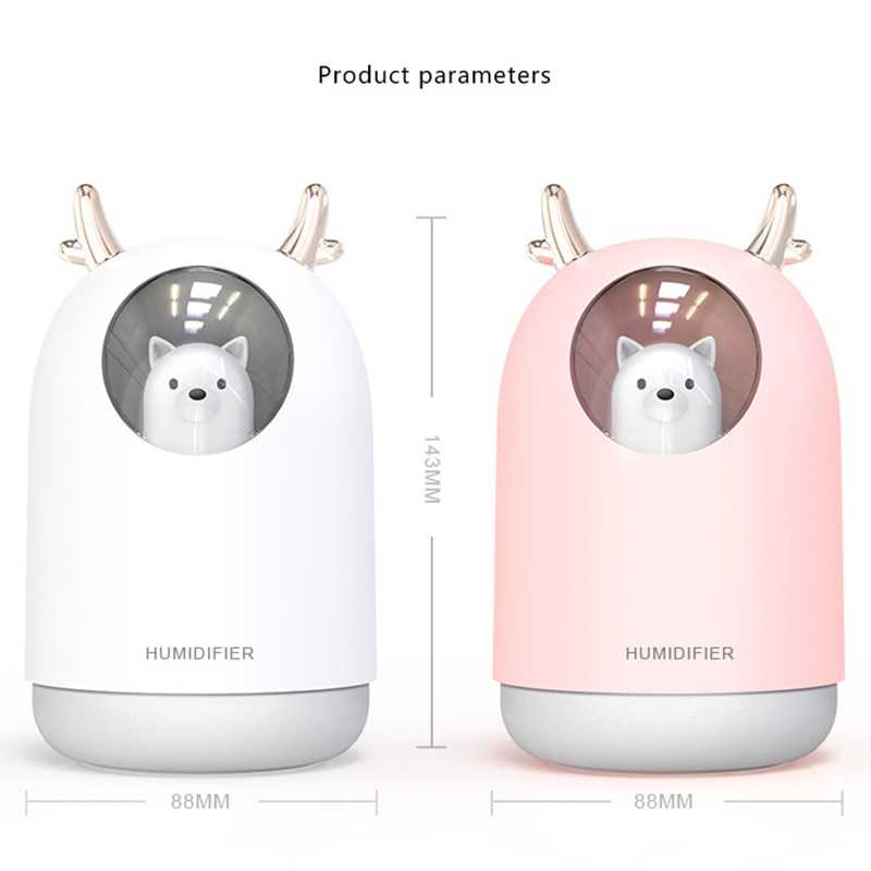 Air Humidifier 300ml Ultrasonic Model Anjing atau Bear Lucu Cute Pet Bear Aromatherapy RGB