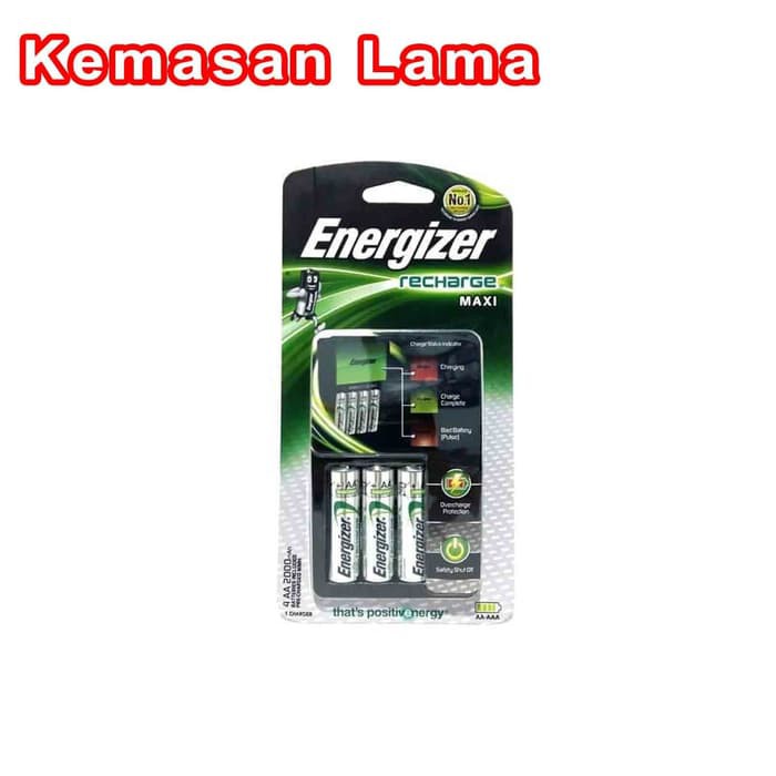 Baterai Charger AA / AAA + 4 Baterai AA 2000 mAh Energizer Maxi