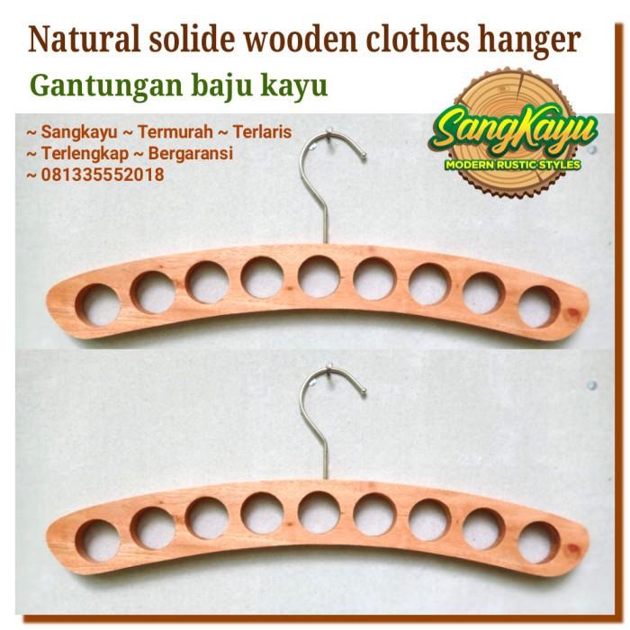 Gantungan baju Gantungan baju kayu wooden clothes hanger kayu 008