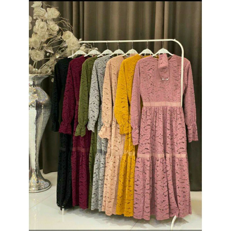 DRESS BRUKAT IMPOR BY VIVORIE - ARMY