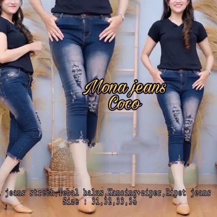 Barang Pilihan.. MONA JEANS RIPPED CELANA JEANS MURAH