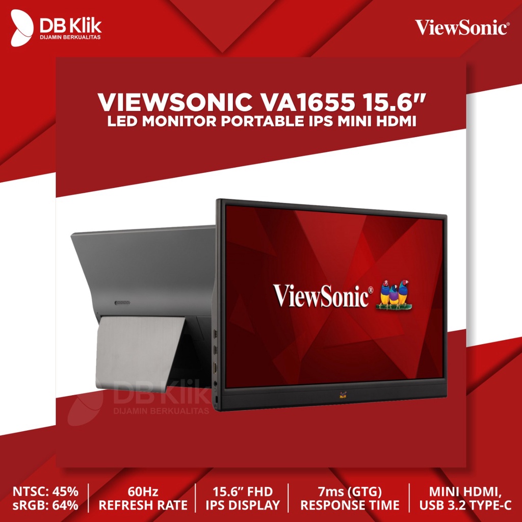 LED Monitor VIEWSONIC VA1655 15.6&quot; Portable 60Hz FHD IPS Mini HDMI