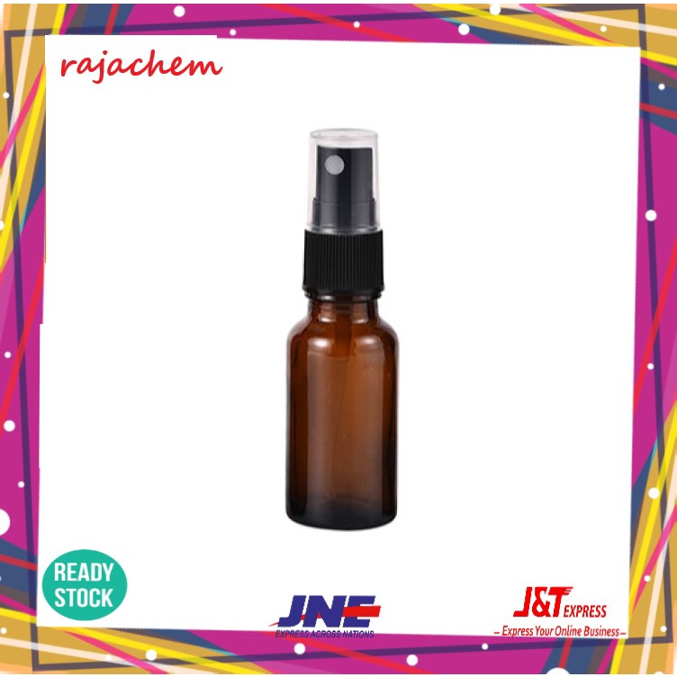 Botol Kaca Amber 20 ml Tebal Tutup Spray Hitam