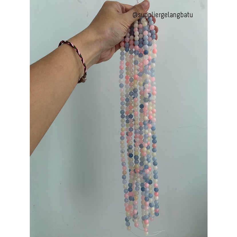 Natural Morgan DOFF 10mm morganite susu pink biru kuning batu candy bahan aksesories lucu pastel