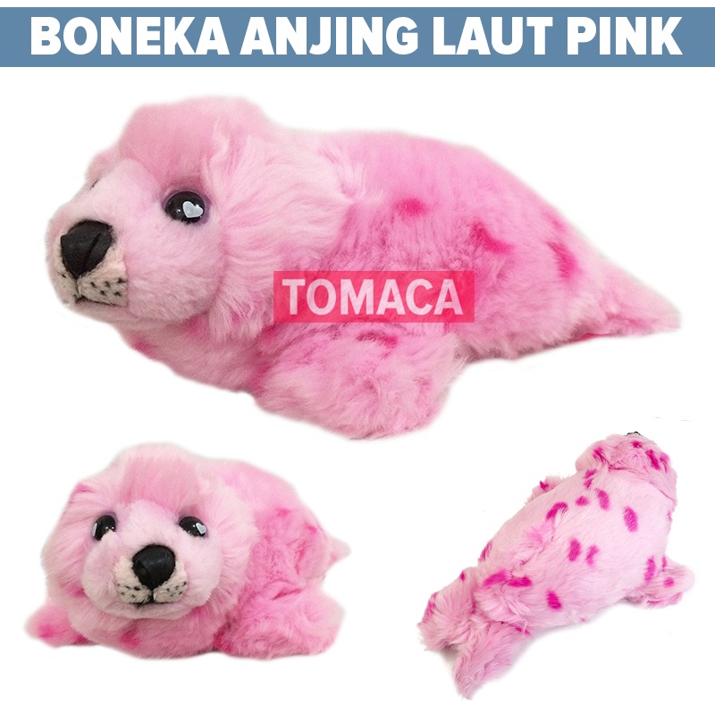Boneka Hewan Anjing Laut Spotted Seal Plush Stuffed animal Doll Pink