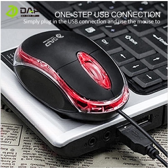 (DAP) Mouse Wired DAP Model  D-M119 2.4GHz Optical 1200DPI dengan Receiver USB 2.0 Mouse Dm119 Dap