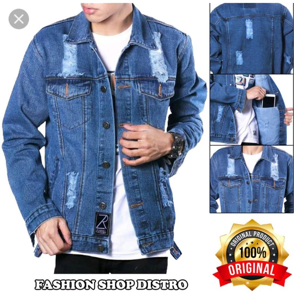 Jaket jeans sobek jaket jeans pria