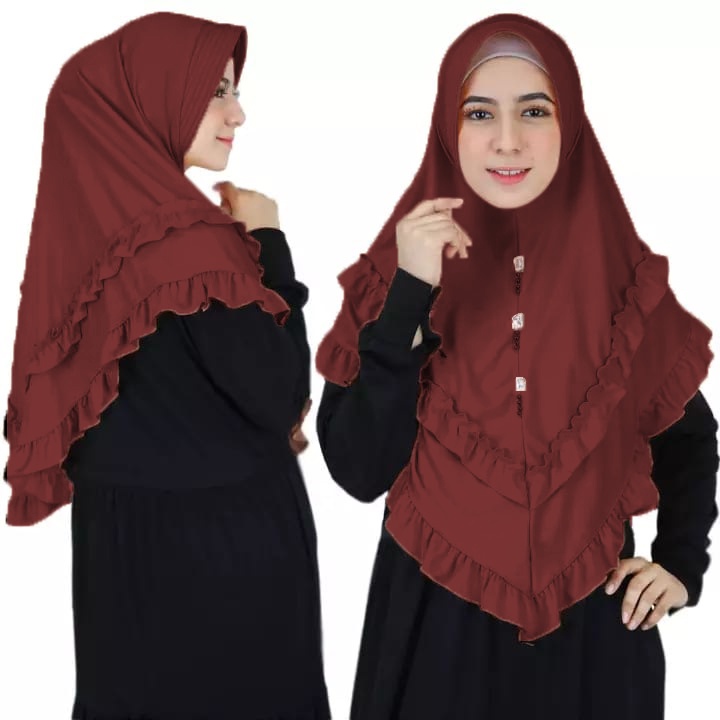 BERGO ZASKIA REMPEL / JILBAB JERSEY / JILBAB MURAH / JILBAB TERBARU / JILBAB ISNTAN / BERGO RUMAHAN-MAROON