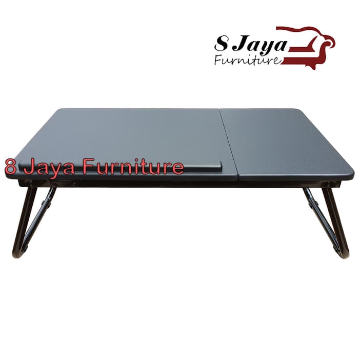 Meja Belajar Anak Folding Table Lipat Kecil Laptop Hitam MDF Kokoh Kaki Besi Tebal Anti Rayap Murah