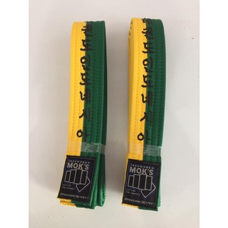 PROMO Sabuk Beladiri / Taekwondo Belt MOKS - Yellow Green Kuning Strip Hijau