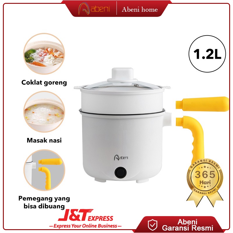 Abeni Panci Listrik Multifungsi Elektrik Cooker Keramik teflon Lapisan Ganda Anti Lengket 1.2L Electric Pot