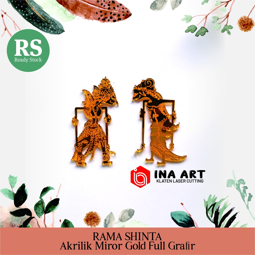 Jual Ukiran Wayang Rama & Shinta MOTIF cm Akrilik mirror gold / silver ...