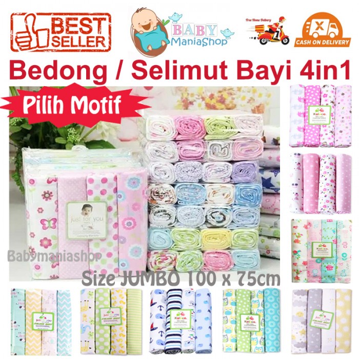 Bedong Bayi 4in1 Selimut Bedong Bayi Halus Alas Stroller Kain Bayi Baru Lahir Babymaniashop Kado