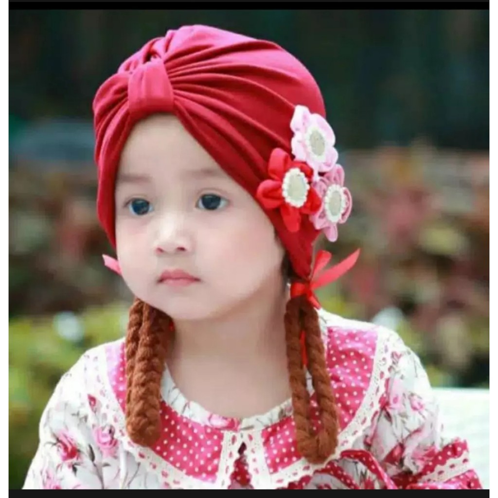 turban anak / TURBAN BUNGA KEPANG / turban bayi / baby &amp; kids /jilbab anak / PUSAT JILBAB CICALENGKA